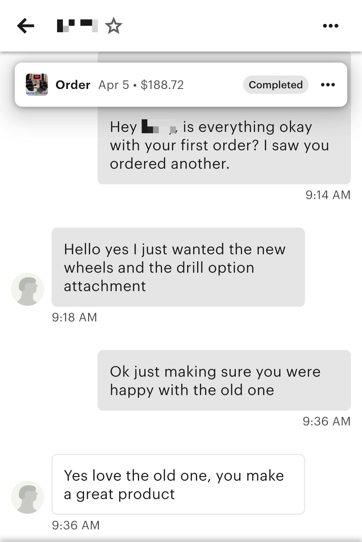 Repeat customer testimonial